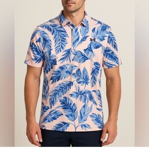 Under Armour Blue and Cream Polo golf shirt tropical